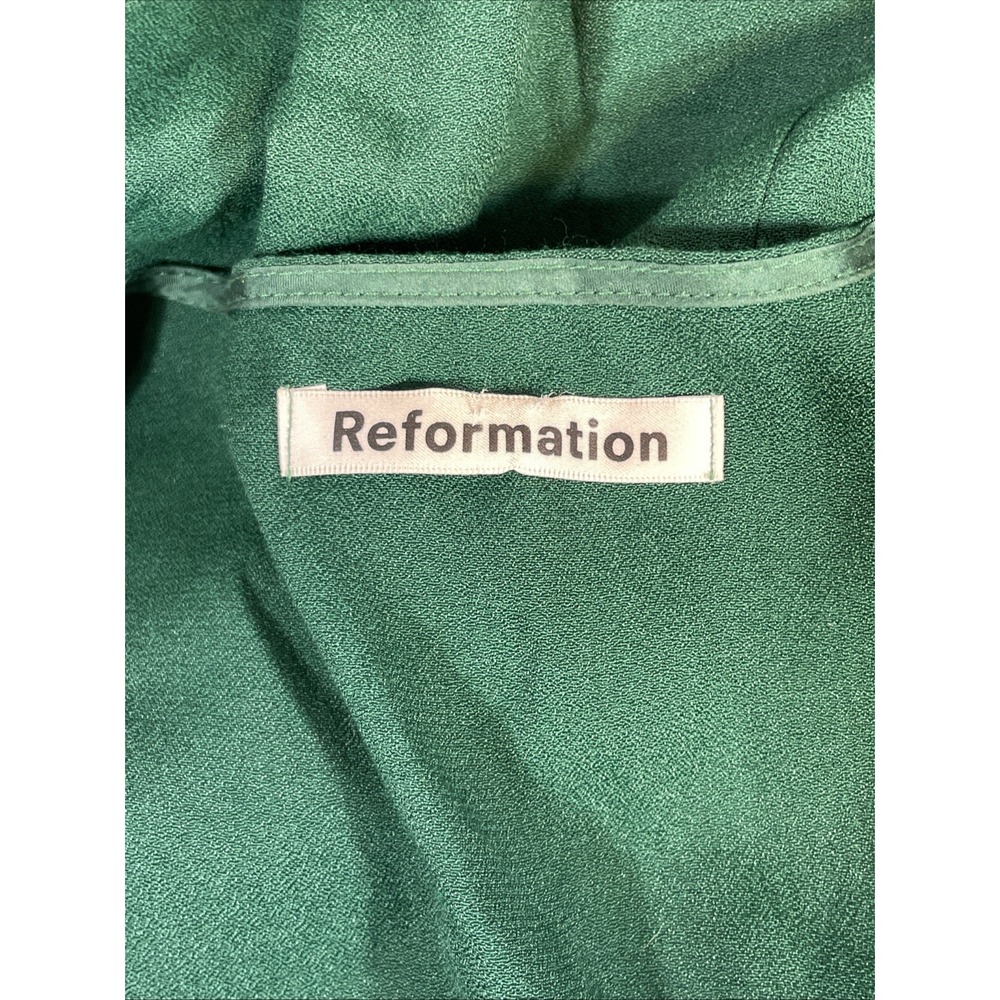 Reformation Augustina Plunge Dress Womens Size Small Green V-Neck - Picture 9 of 12